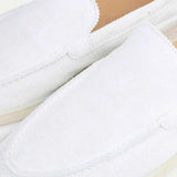 Classic Men's Pearl Suede Loafers, White