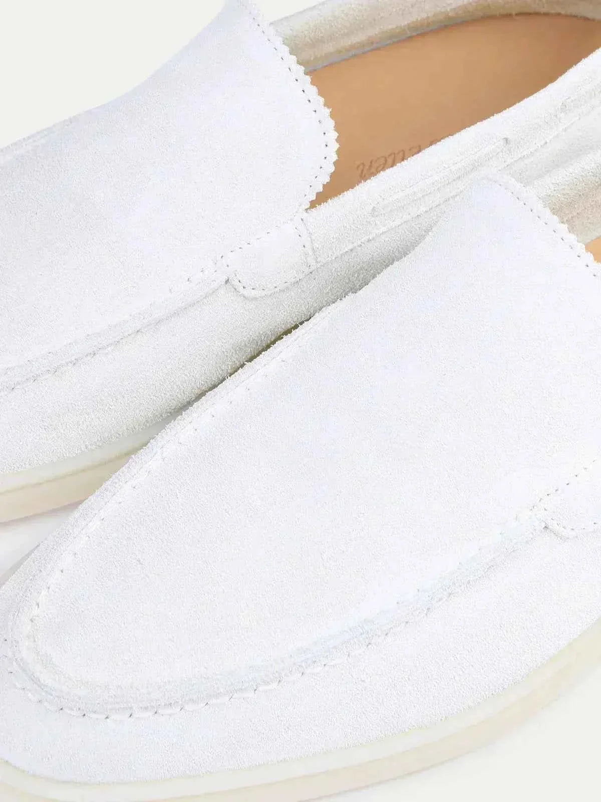 Mocassino Klassisk i Hvid Perlesuede
