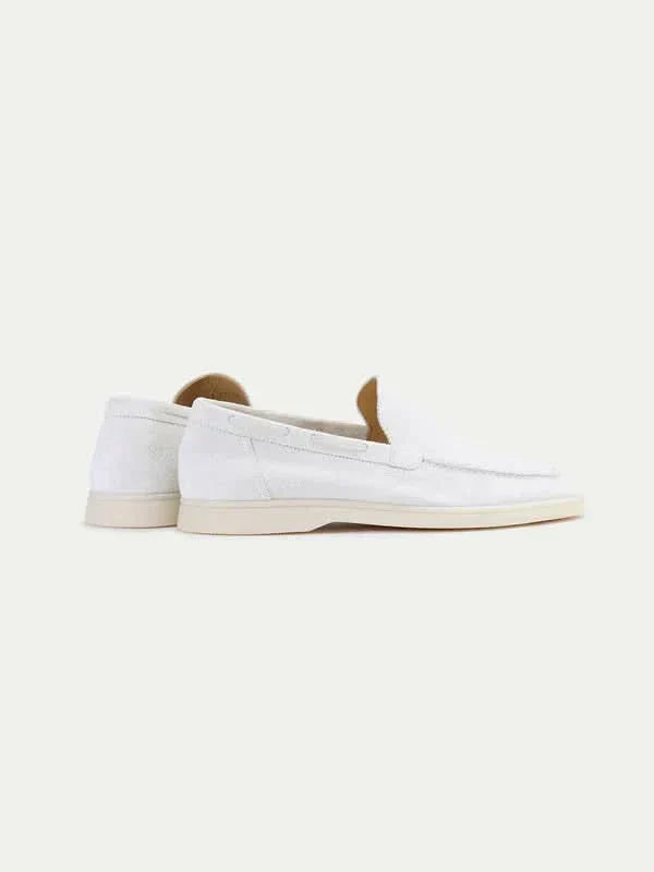 Mocassino Klassisk i Hvid Perlesuede