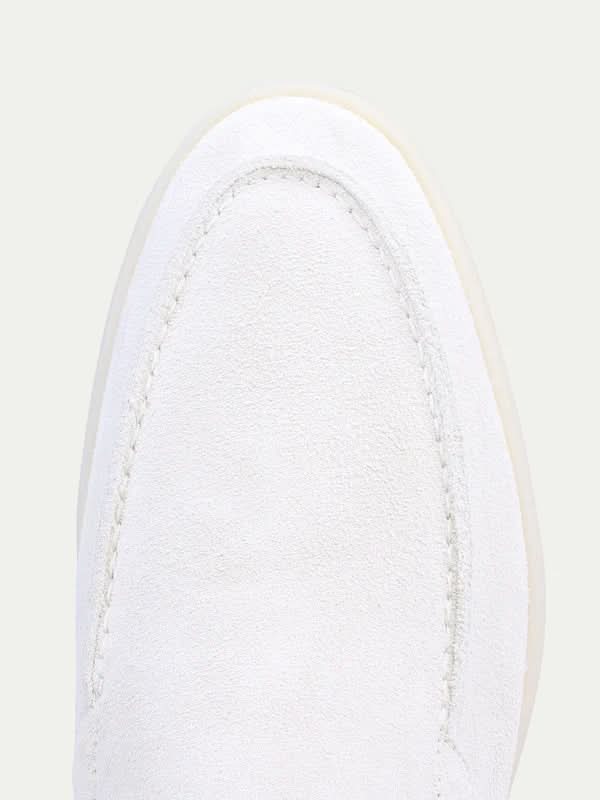 Mocassino Klassisk i Hvid Perlesuede