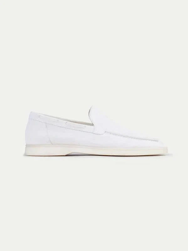 Mocassino Klassisk i Hvid Perlesuede
