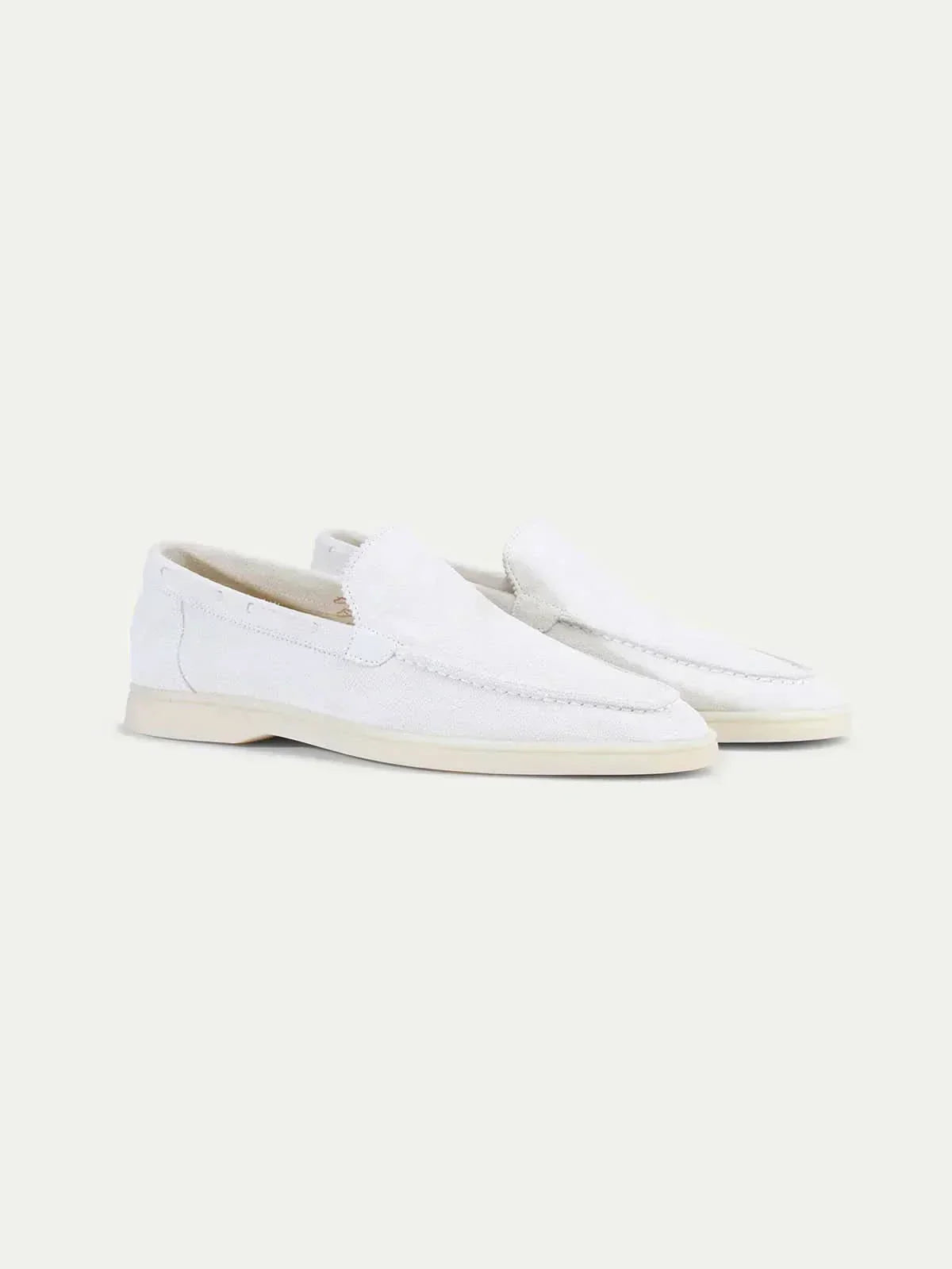 Mocassino Klassisk i Hvid Perlesuede
