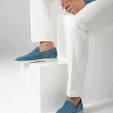 Classic Men's Suede Loafers, Ocean Blue