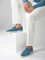 Classic Men's Suede Loafers, Ocean Blue