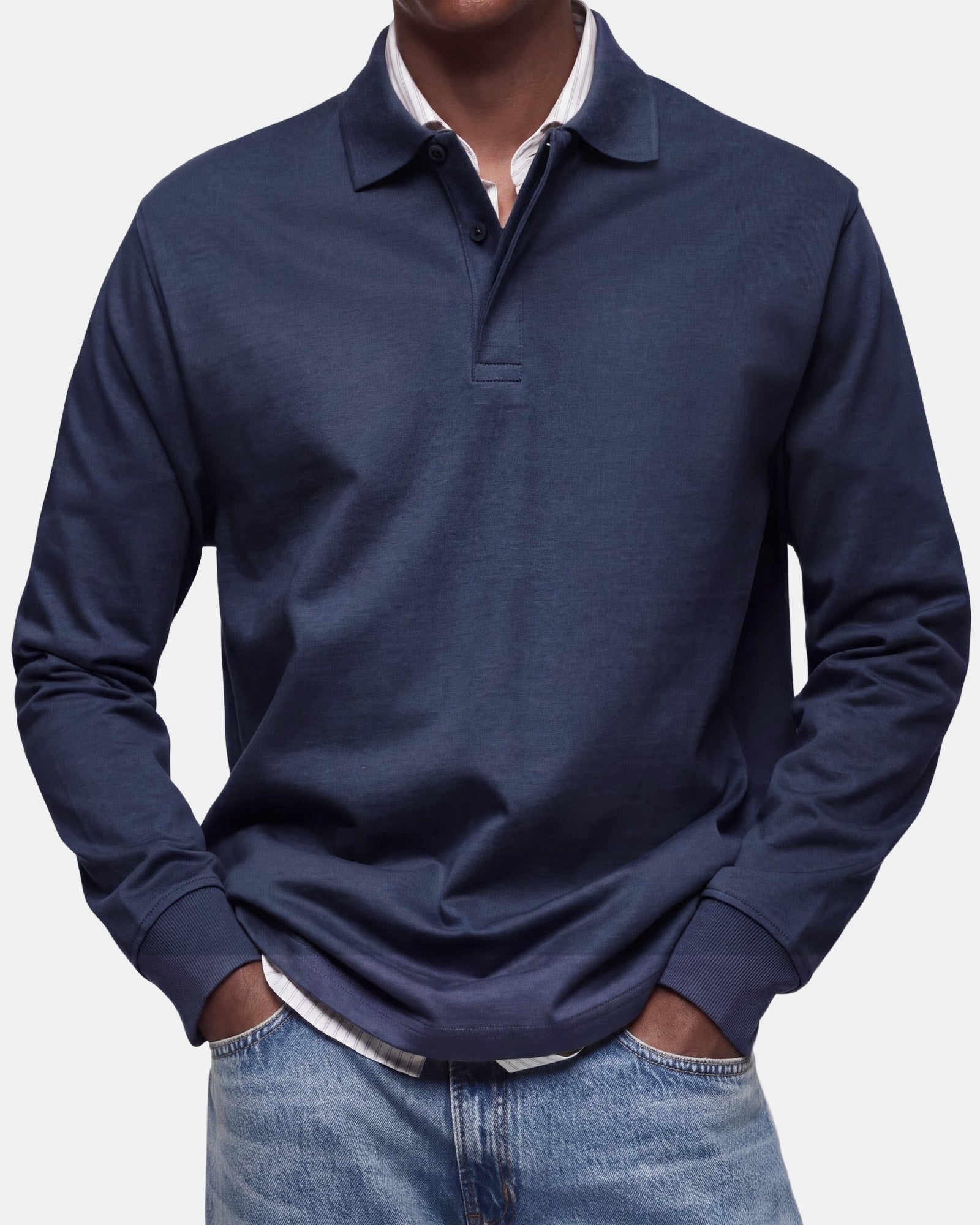 NORDVIK Men's Polo Shirt, Long Sleeve, Signature in Navy