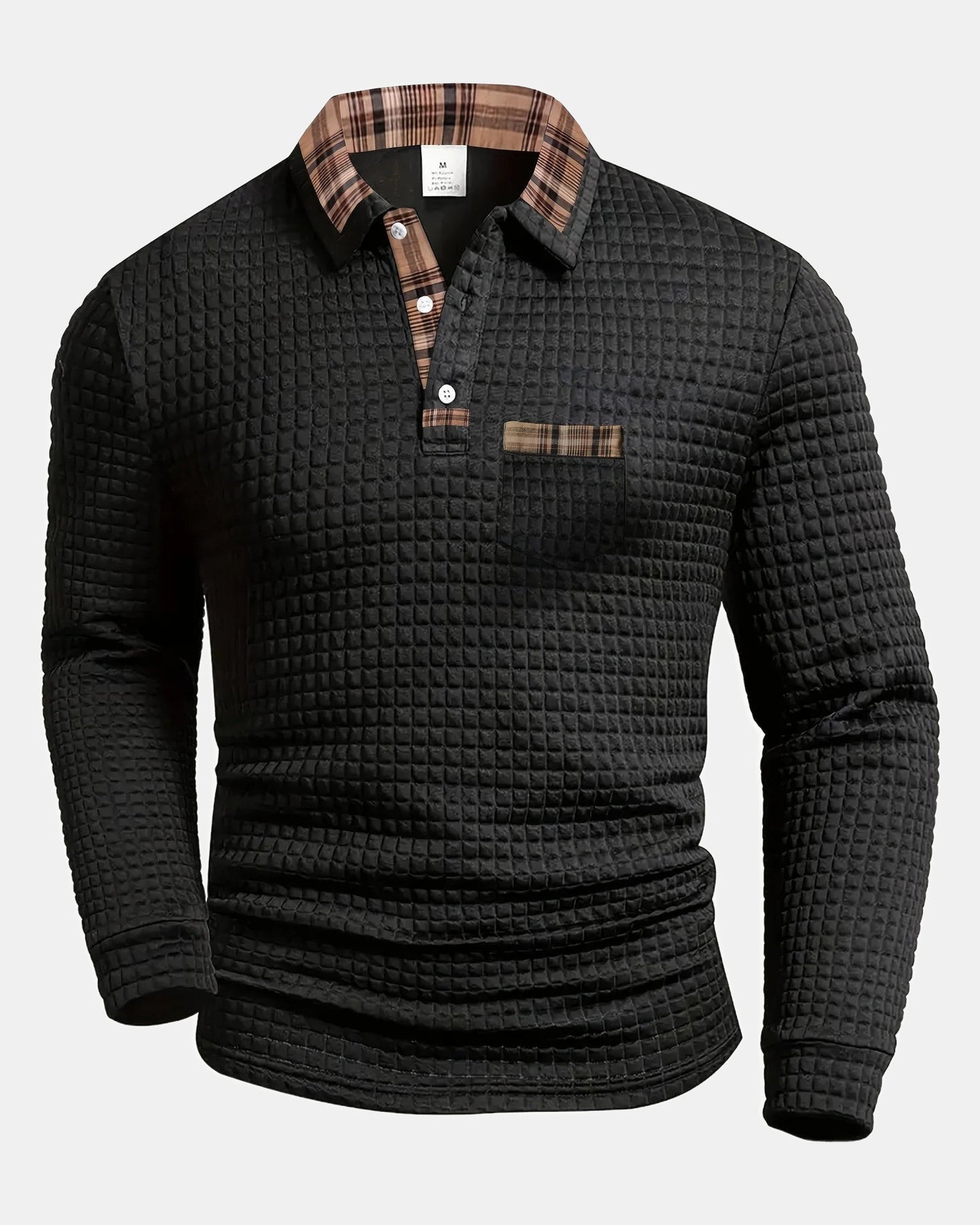 Men's Polo Shirt, Pattern in Black
