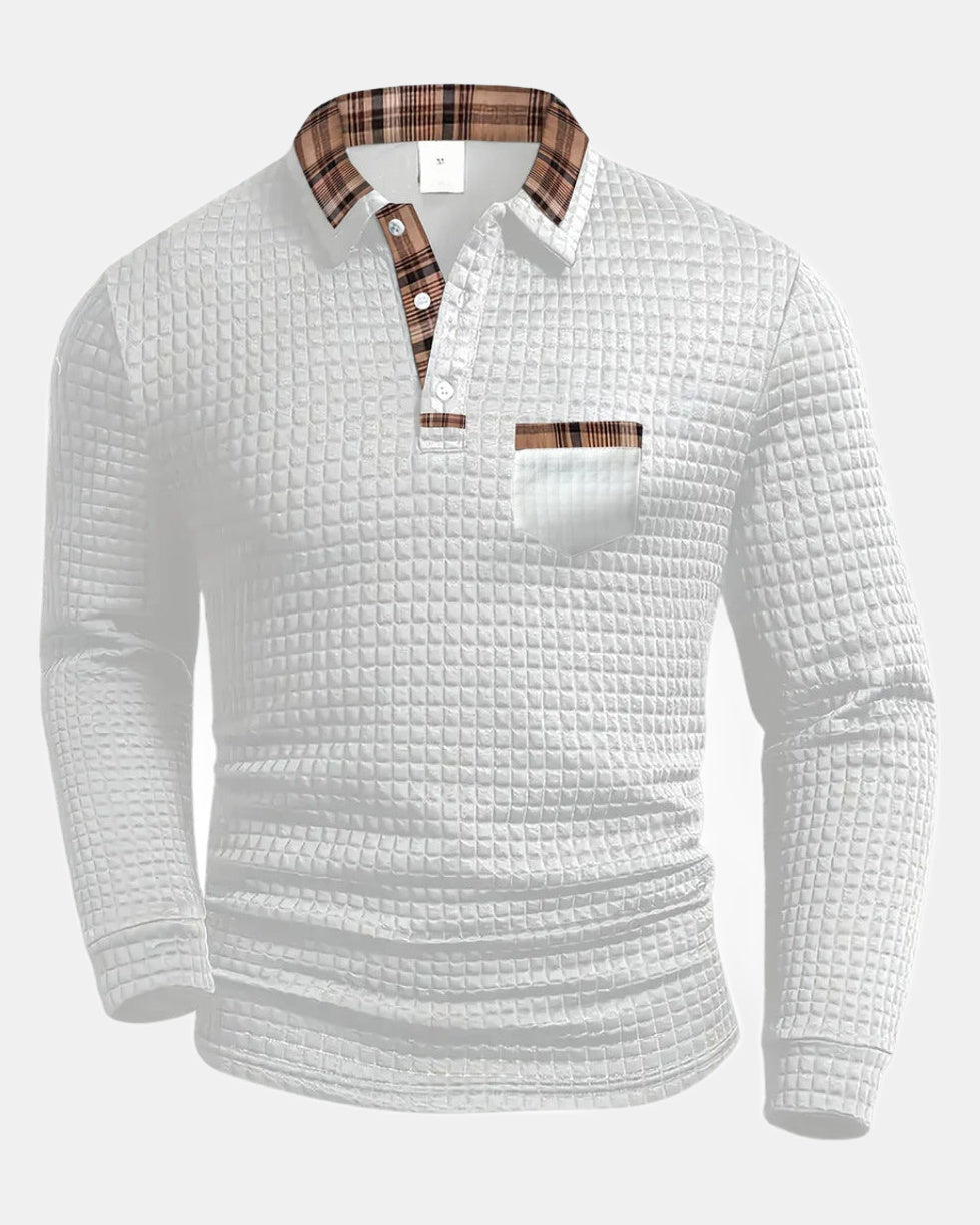 Men's Polo Shirt, Pattern in White