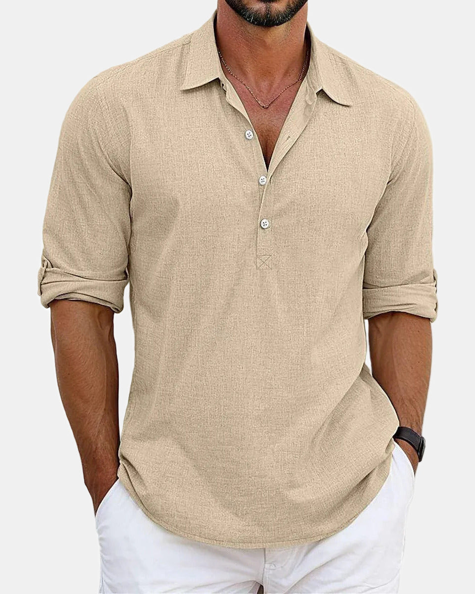 Men's Linen Shirt, Premium in Khaki