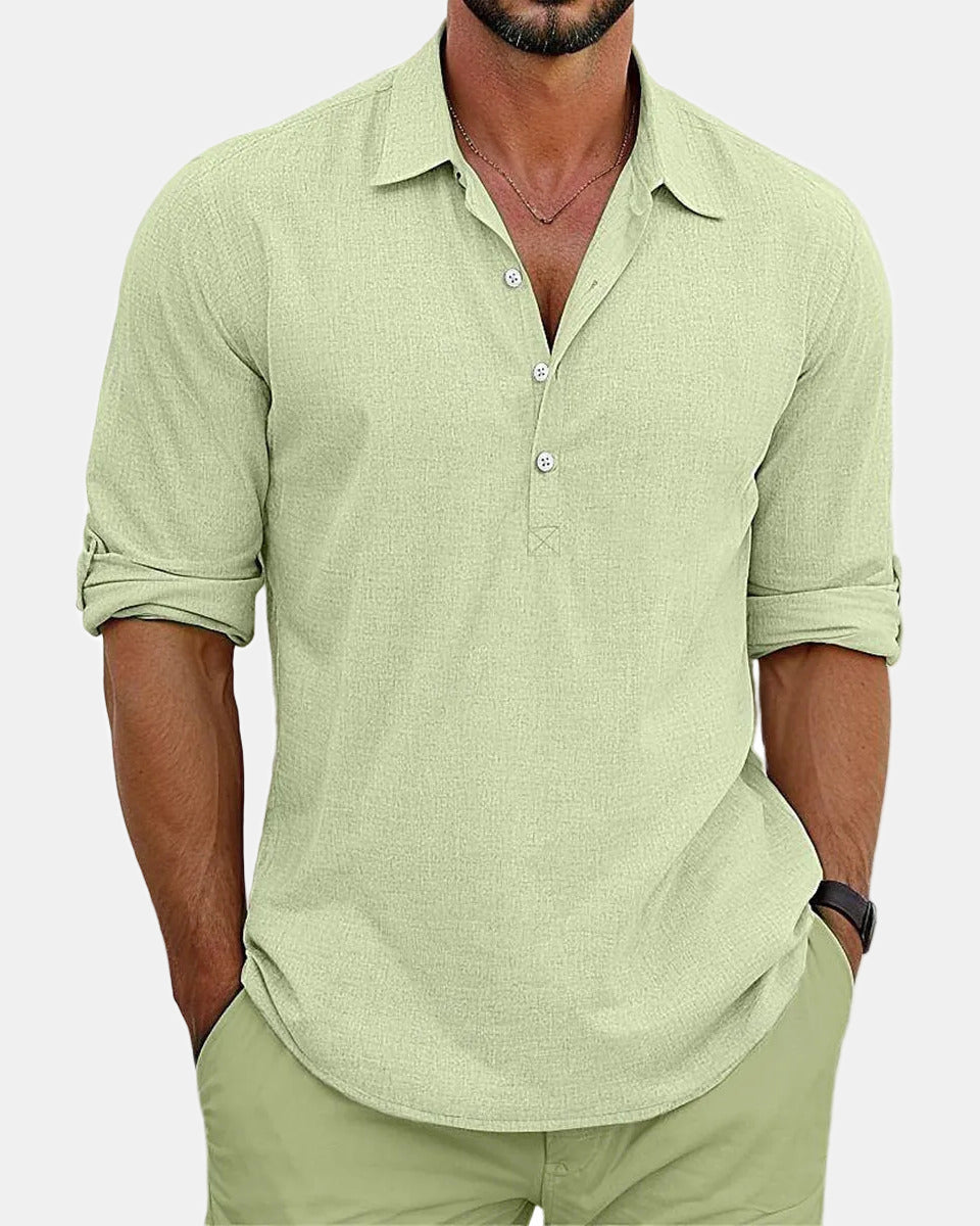 Men's Linen Shirt, Premium in Light Green