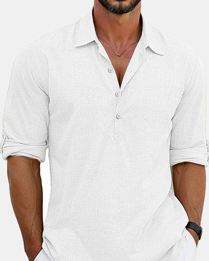 Men's Linen Shirt, Premium in White