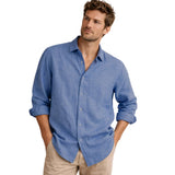 Meadowfall Men's Linen Shirt, Relaxed Fit, Button-Down