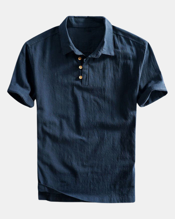 San Men's Linen Polo Shirt, Julian Finish