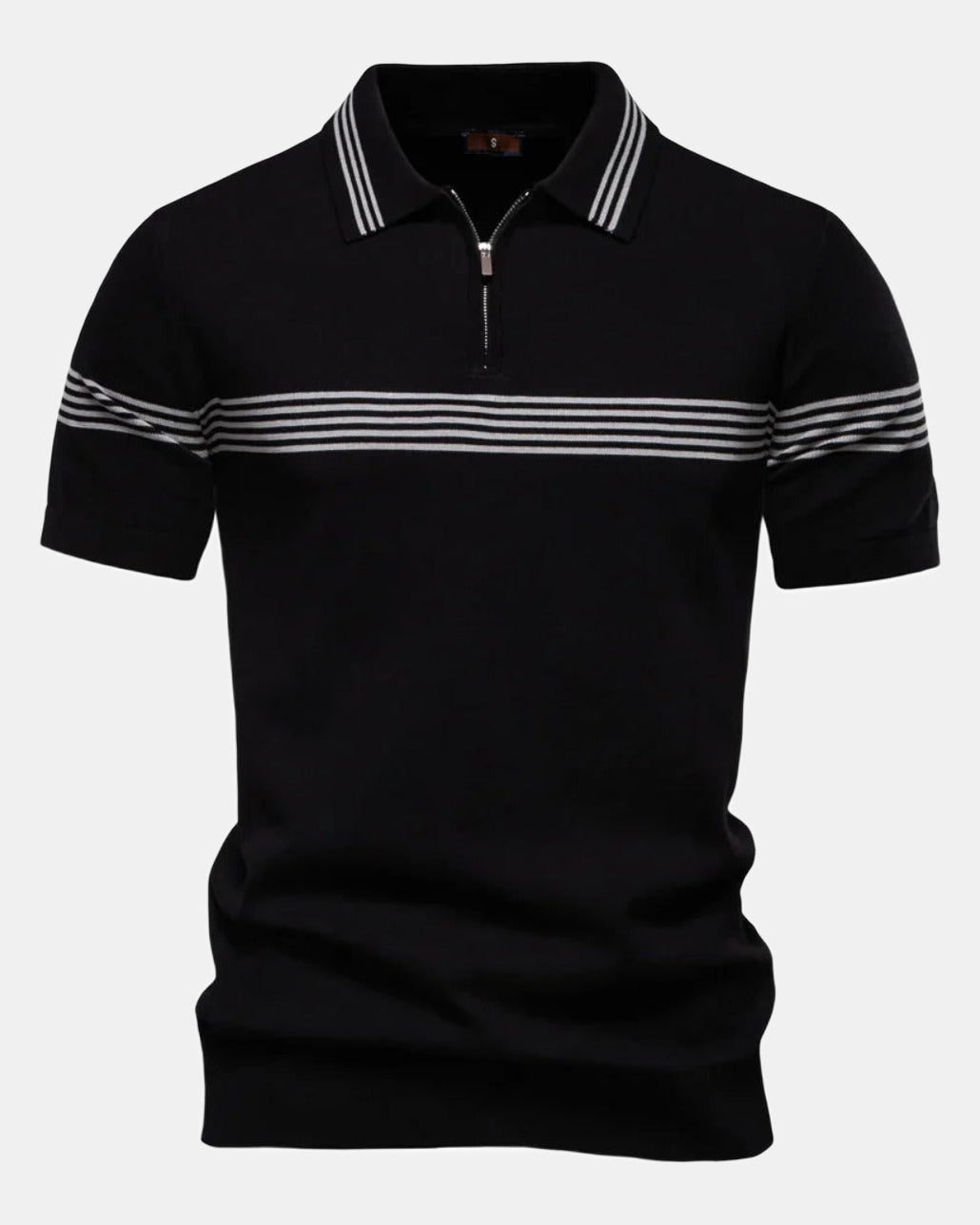 Men's Polo Shirt, Striped in Black