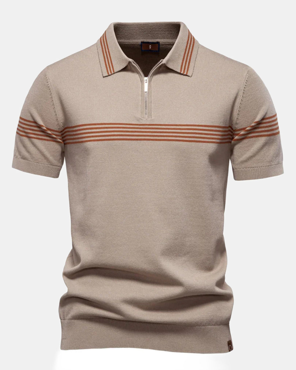 Men's Polo Shirt, Striped in Khaki