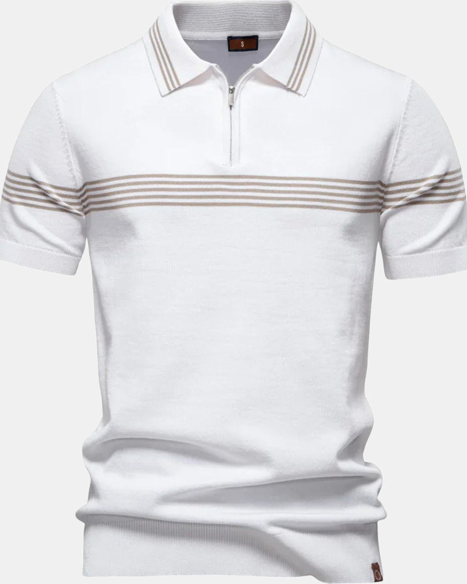 Men's Polo Shirt, Striped in White