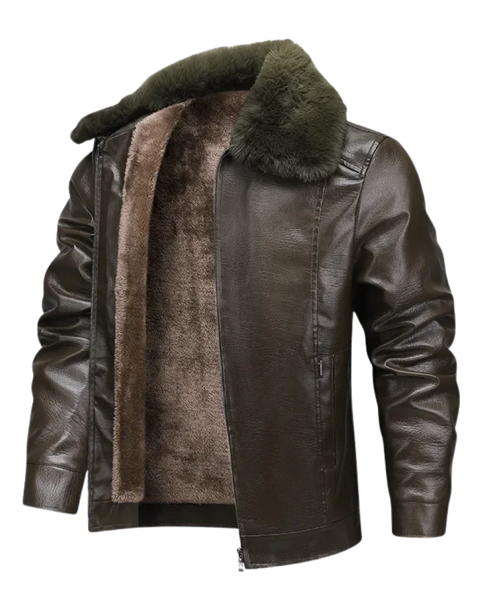 Men's Leather Jacket, Fleece