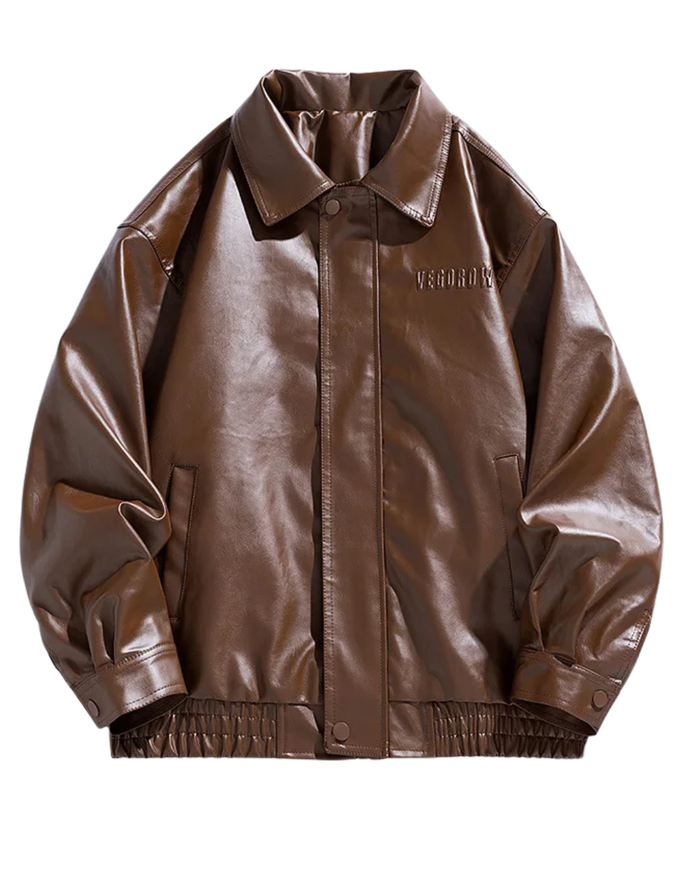Motorcycle Men's Leather Jacket, Green and Dark Brown