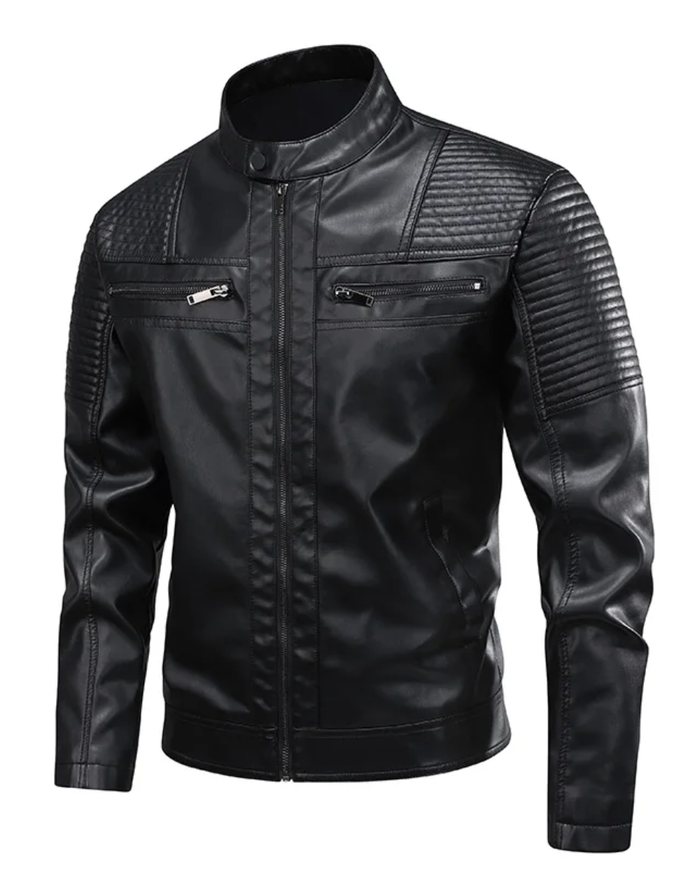 Men's Leather Jacket, Vintage, Black and Green