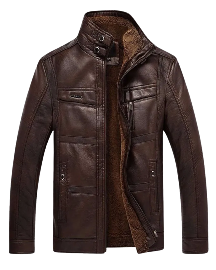 Men's Leather Jacket, Light Brown and Brown