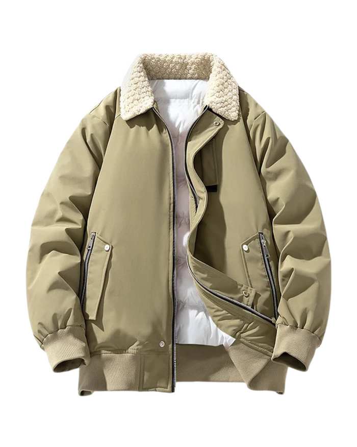 Men's Bomber Jacket, White and Orange