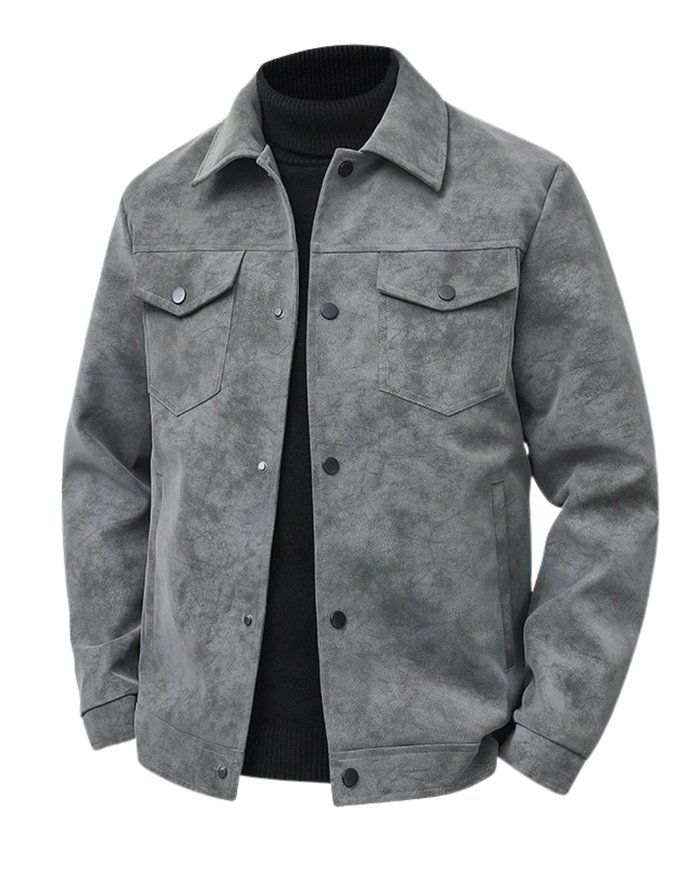 Men's Suede Jacket, Black and Gray