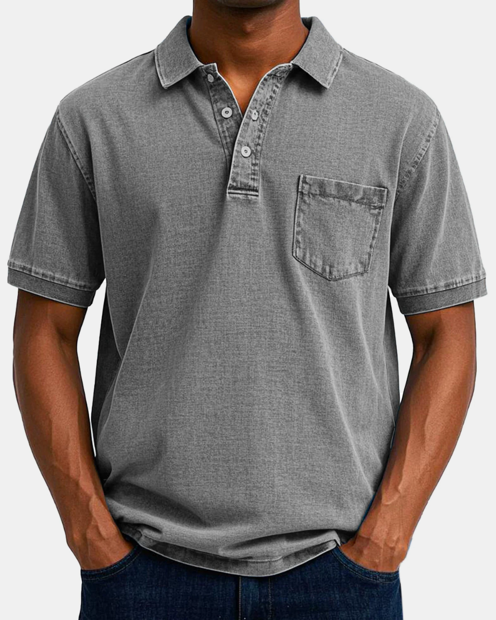 Men's Polo Shirt, Vintage in Gray