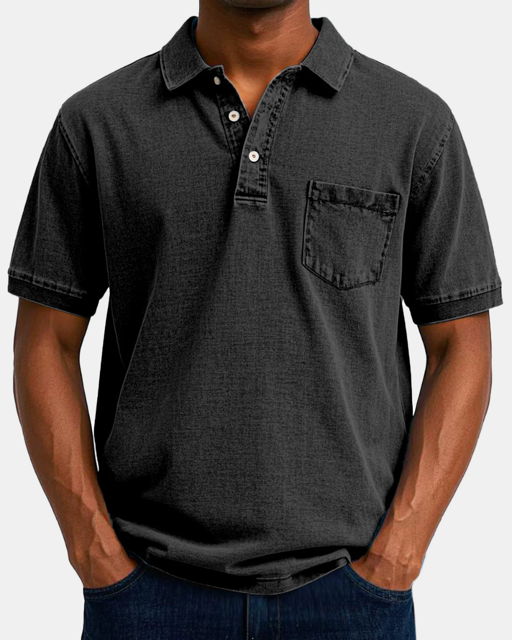 Men's Polo Shirt, Vintage in Black