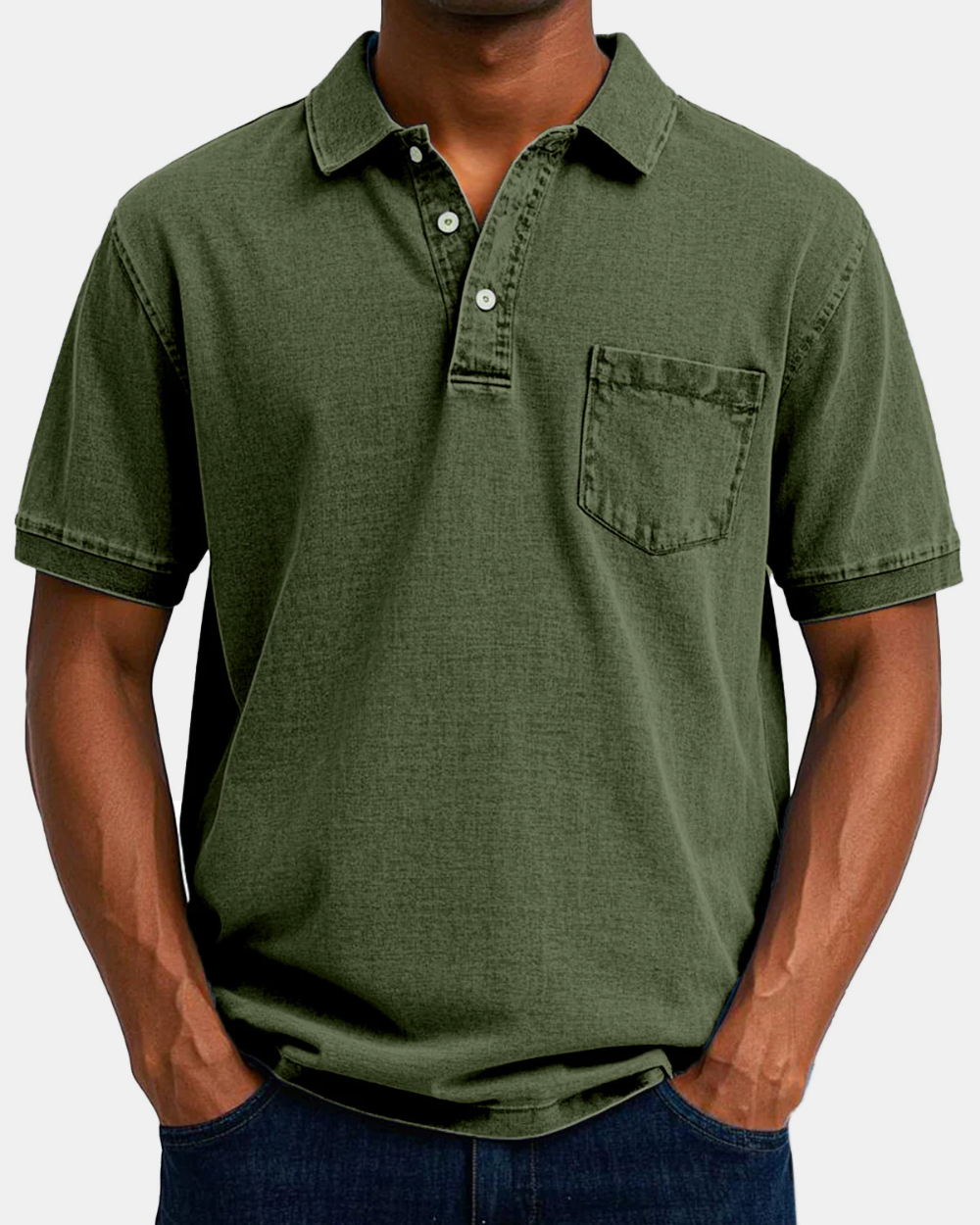 Men's Polo Shirt, Vintage in Military Green