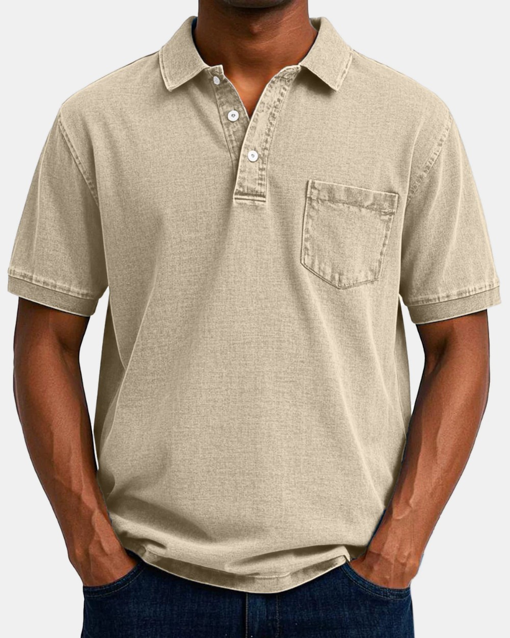 Men's Polo Shirt, Vintage in Khaki