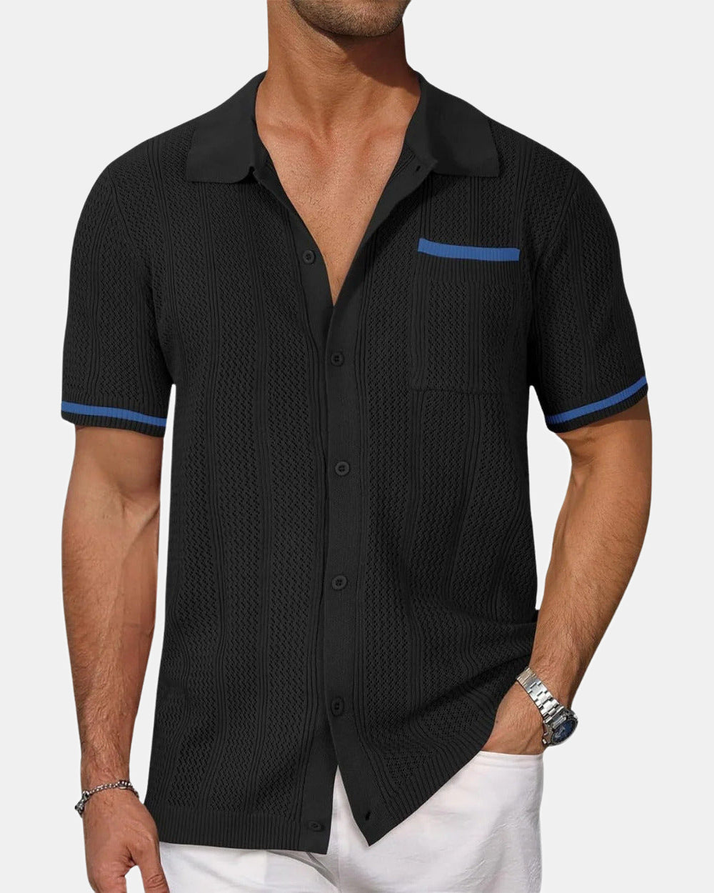 Zanzibar Men's Shirt, Beach in Black